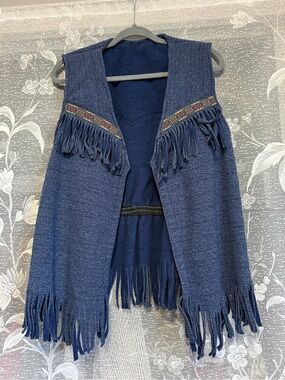 Handmade vintage fleece Western Fringe Vest